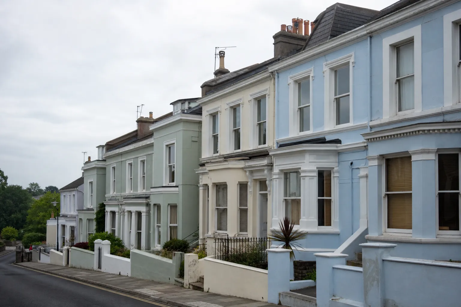 Bristol street of victorian terraces on the city's hills